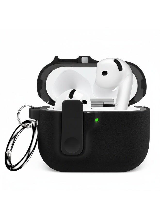 أكاليكس جراب حماية متين وصلب مزود بقفل أمان لسماعات AirPods Pro 2 من الجيل الثاني من Apple - أسود - Image 2